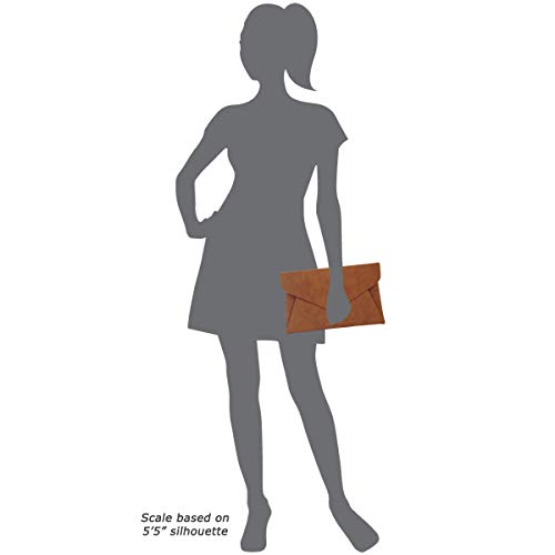 JNB Synthetic Leather Double Pocket Envelope Clutch with Magnetic Snap Closure and Zippered Pocket, 12 x 1 x 7.5 Inches, Tan, Crossbody Chain Included by JNB - Image 7