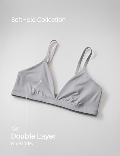 Image of CRZ YOGA Softhold Triangle Bralette | Double Lined, Light Support, Non Padded, Wireless, Casual, Ultra-Soft, V Neck, Adjustable Square Back, Everyday Bra for Women