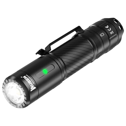 WUBEN X3 Aufladbar Mini Taschenlampen mit Ladestation und Magnet, Taschenlampe mit um 180 Grad drehbarem Kopf, IP65 wasserdicht, LED Schlüsselanhänger, 10 Modi, Typ-C-Ladeband Taschenleuchte