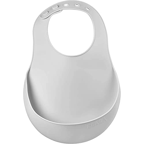 BÉAba Bavaglino Per Neonato In Silicone, Impermeabile, Regolabile: Varie Tacche, Morbido E Leggero, Delicato, Facile Da Pulire, Ampia Tasca Per Raccogliere La Pappa, Grigio - 2