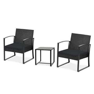 black rattan garden table and chairs
