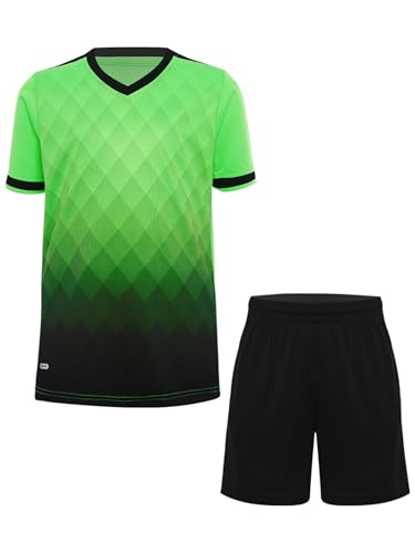 Sinleey Set Trainingsanzug Sportanzug Sommer Jungen Kinder Kurzarm T-shirt Trikot mit Kurze Hosen Jogginganzug Fußball A Fluoreszierendes Grün 146-152 Sinleey Set Trainingsanzug Sportanzug Sommer Jungen Kinder Kurzarm T-shirt Trikot mit Kurze Hosen Jogginganzug Fußball A Fluoreszierendes Grün 146-152
