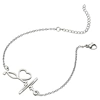 BESTYASH pulsera de electrocardiograma imán doméstico tapa pendientes europeos y americanos pendientes redondos pulsera de latidos del corazón para mujer pulsera para novia aleación Silver