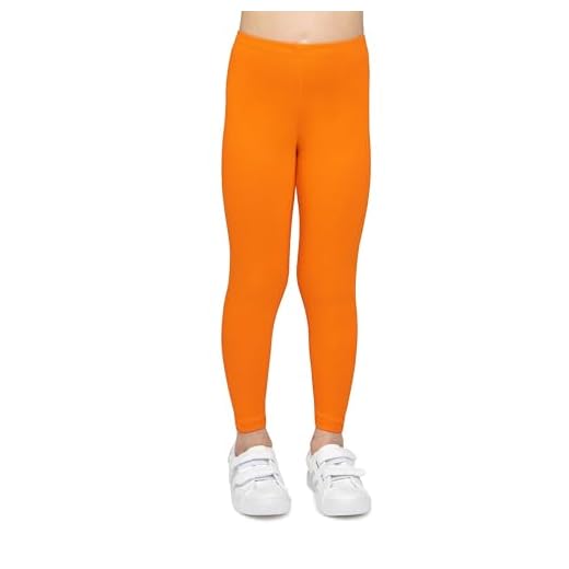 looksy Mädchen Orangefarbene Baumwoll Leggings knöchellang weiche atmungsaktive Hose für Kinder ideal für Schule Tanz Sport und Alltag, 9 Jahre (134 cm)