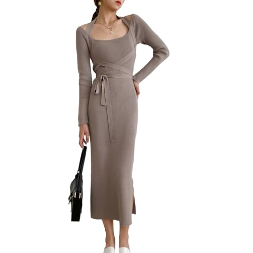 Robe de corps à ceinture pour femme vêtement stretch uni à coupe ajustée