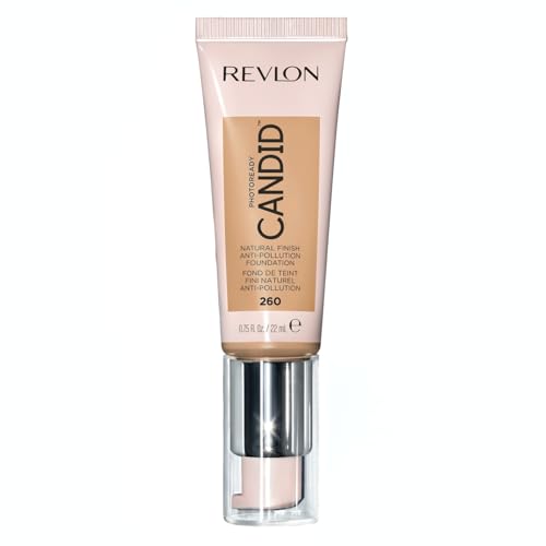 Revlon PhotoReady Candid Natural Finish Foundation, with Anti-Pollution, Antioxidant, Anti-Blue Light Ingredients, 260 Chai, 0.75 fl. oz.