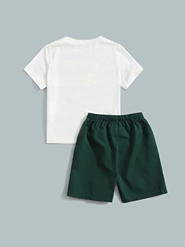 Image of Floerns Boy's 2 Piece Outfit Tropical Print Short Sleeve Tee with Shorts Set Green 6Y