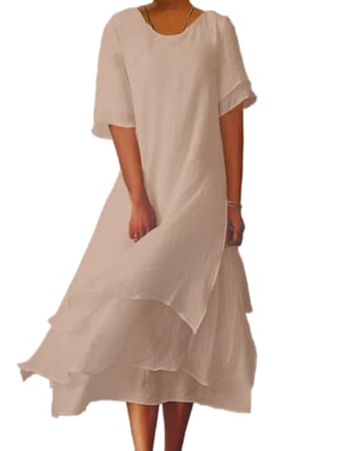 Robe midi décontractée coupe fluide à volants avec tissu respirant pour l'été