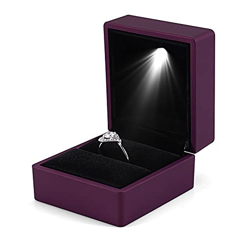 Zjchao Ring Box With Led, Led Ring Box Square Lighted Ring Storage Box Jewelry Display Case Gift Ring Case Jewelry Gift Boxs Light For Wedding Engagement (Purple) #TOP6