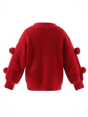 Toddler Kids Girls Pom Poms Knitted Jumper Top Crew Neck Pullover Sweaters Knitwear2