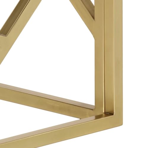Frdhee Mobiler Kaffeetisch Beistelltisch Wohnzimmertisch,Couchtisch Golden Edelstahl und Hartglas,Für Wohnzimmer,Büro,Einfacher Aufbau – Bild 8