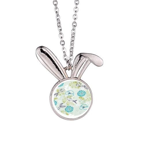 Collier lapin pendentif poisson fleur bleue bijoux fantaisie