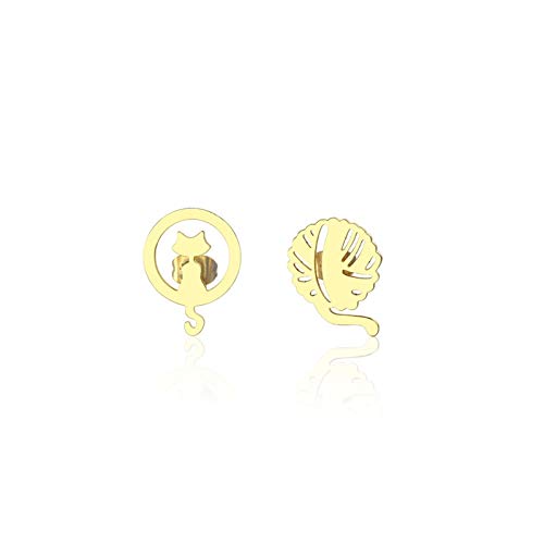 AnazoZ Pendientes Acero Inoxidable Niña Pendientes Aro Gato Lindo Pendientes Mujer Oro