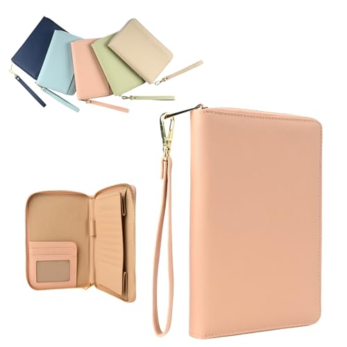 【bammore】母子手帳ケース お薬手帳ケース 床革 サフィアーノレザー 本革 プレゼント おしゃれ かわいい 長持ち 持ち手付き 薄ピンク