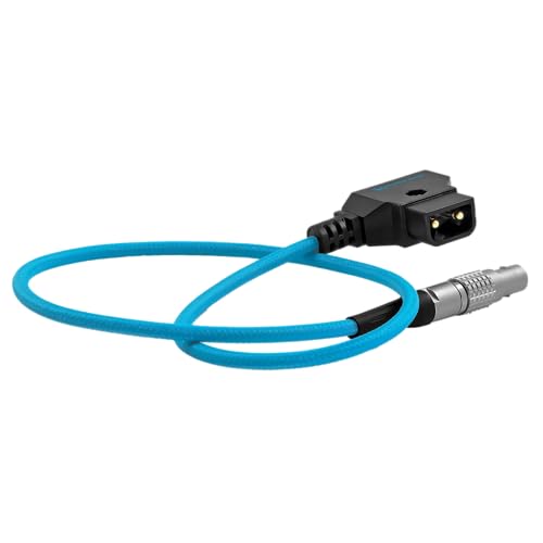 Image of KONDOR BLUE | D-Tap to 2-Pin LEMO 0B Male Power Cable | 20 Inch Straight, Nylon Braided, Right-Angle D-Tap, for Blackmagic Pyxis 6K, SmallHD, Teradek, Z CAM | Blue