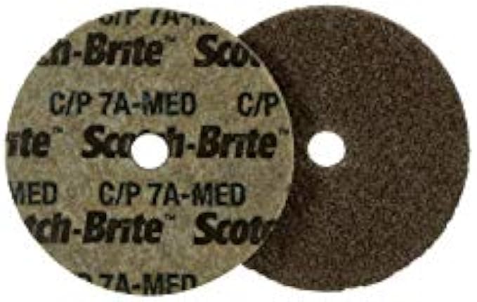 Scotch-Brite Cut and Polish Unitized Wheel, Aluminum Oxide, 3 Diameter x 1/4 Width, 7A Medium Grit, 18100 rpm, 1/4 Arbor (Pack of 40)