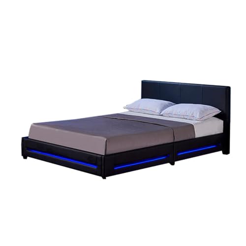 Home Deluxe - LED Bett Asteroid - Schwarz, 180 x 200 cm - Inkl. Matratze...