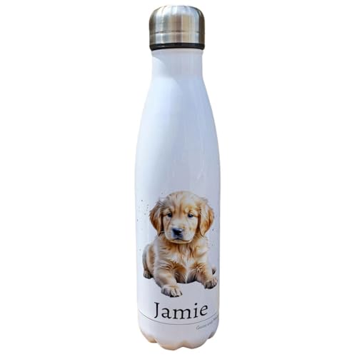 Personalised Golden Retriever Water Bottle, Gift for Puppy Lover, Thank you present for Dog Owner, Gym Bottle, Outdoor Lifestyle Bottle