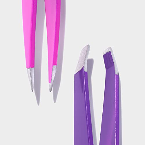 Revlon Conjunto de mini pinças para sair, inclinadas e pontas, feitas com aço inoxidável, pacote com