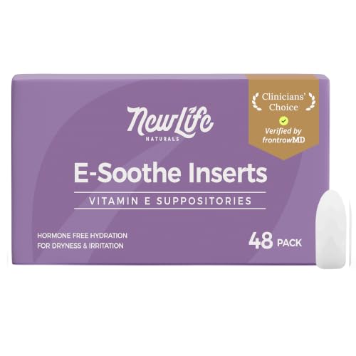 NewLife Naturals Vitamin E Suppositories for Women 38IU ESoothe - All Natural Moisturizer Support - Feminine Care Hydration and Moisture Support, Postpartum Hormonal Changes & More - 48 Inserts, USA