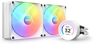 NZXT Kraken 280 – AIO Liquid Cooling PC for 280 mm Processor CPU Heatsink PC Case – LCD Screen 2.36 Inch Customizable – 2 Core F140 RGB Fans – White – RL-KR28E-W1