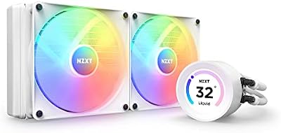 NZXT Kraken 280 - AIO Refrigeracion liquida PC para procesador de 280 mm Disipador de calor CPU caja PC - Pantalla LCD 2,36” Personalizable - 2 Ventiladores Core F140 RGB - Color Blanco - RL-KR28E-W1