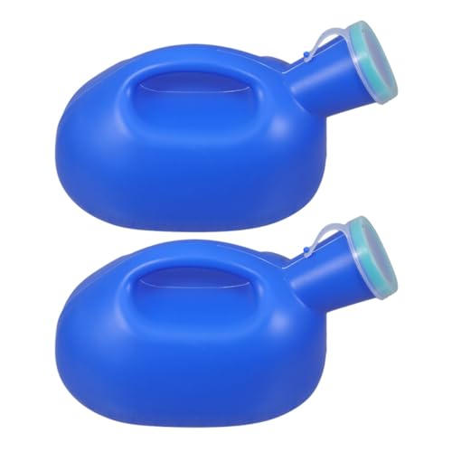 SHOWERORO 2pcs Mens urinals Spill Proof with Screw caps, Reusable Urine Bottles Male, Blue PP and PET, Portable car Toilet for Camping