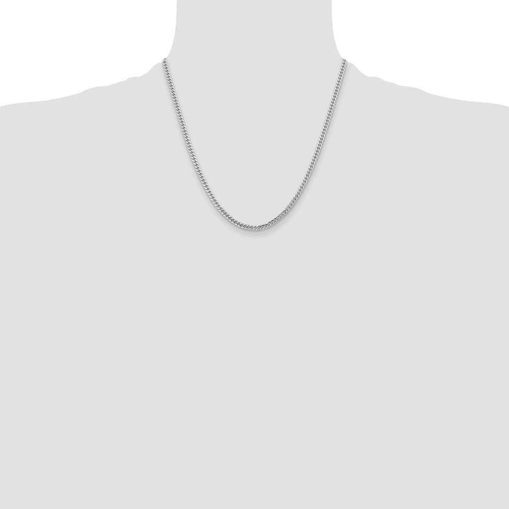 14K White Gold 3.5 mm Solid Miami Cuban Chain Necklace 18" to 26"