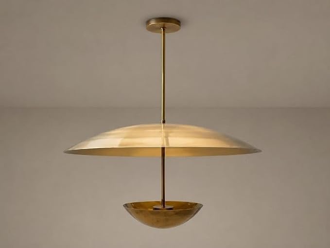 6 Light Elegance Brass Dish Chandelier Trending Lighting Piece Home Decor Chandeliers Lighting, Farmhouse Ceiling Hanging Light Fixture for Dining Room Bedroom Room Kitchen Foyer,