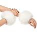 Lucky Leaf Women Winter Wrist Warmers Faux Fur Soft Cuffs Band Ring (C1-White with Black)