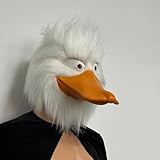 DinXlon toys White Duck Headgear Animal Duck Headgear Yellow Billed Duck Plush Latex Mask Suitable for Adults Halloween Costumes Bar Party Masks