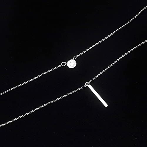 Bijoux décoratifs Collier Argent 925 double couche chaîne de clavicule tendance - 3