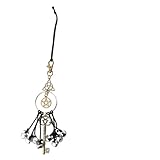 Helilyco Campana a vento con campanella a vento per protezione, ornamento in metallo da appendere per porta, auto, ufficio, portafortuna, 31 cm