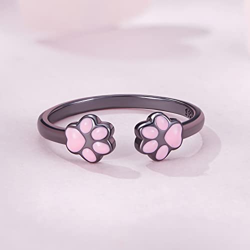 Puppy Dog Paw Ring For Women S925 Sterling Silver Cat Paw Print Ring Pet Claw Adjustable Ring Dainty Animal Ring For Cat Lover Women Girl #TOP6