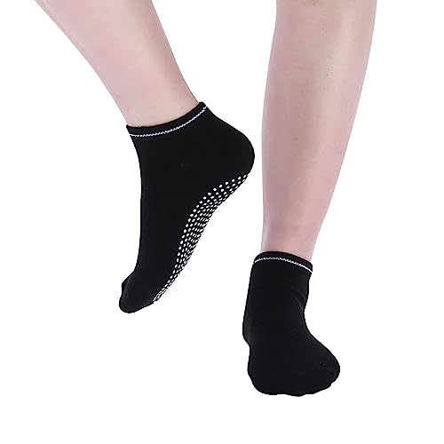 Damen 6 Paar gepolsterte Sportsocken für Damen, einfarbig, rückenfrei, griffige Socken, Yoga, Knöchel, Sportsocken, Damen, rutschfeste Hausschuhe, Socken, Parfüm, Schwarz , Einheitsgröße