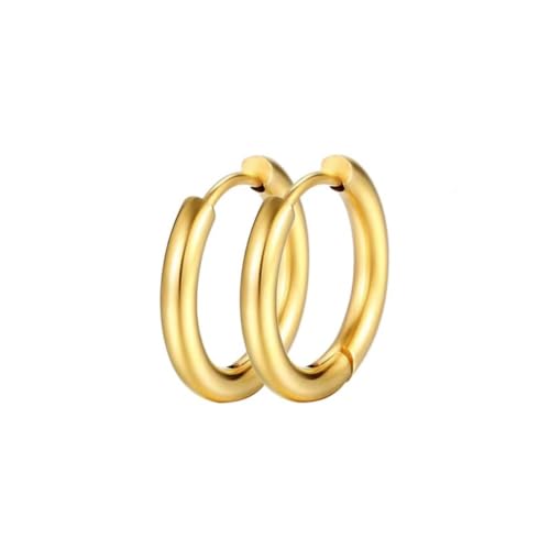 Small Gold Huggie Hoop Earrings for Women Men, 14K Gold Plated Cartilage Earrings for Multiple Piercing Jewelry(10mm)