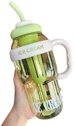 PFS Water Bottle with Tea Infuser, Straw, Cover and Handle, Green