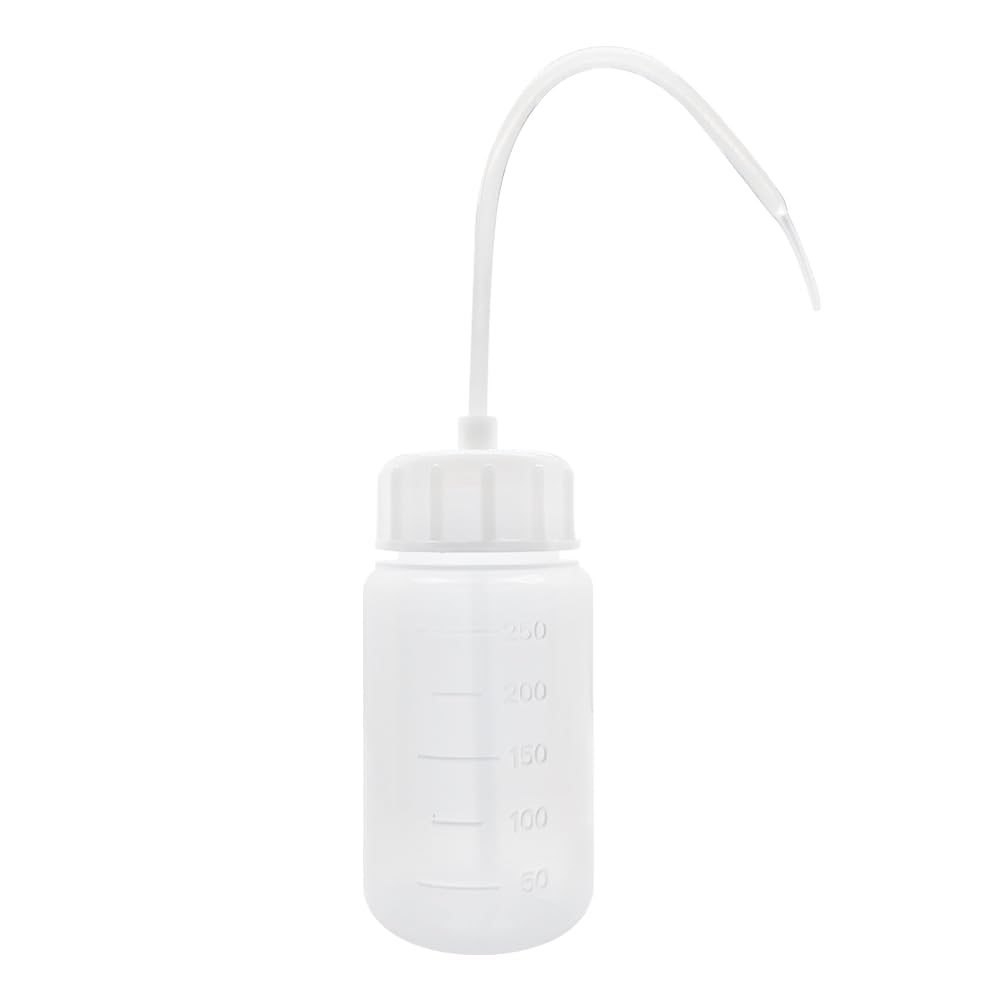 haituoyizhan 1pcs 250ml 500ml 1000ml Plastic Squeeze Bottle Wash Elbow Rinse Bottle Wide-mouth White Tipped with Scale (Wide-mouth 250ml)