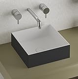  LAVABO QUADRADO DE SOLID SURFACE SOBRE ENCIMERA (320x320x108 MM). Acabados blanco, beige, cemento, negro. Sin grifería ni válvula de desagüe . (NEGRO)