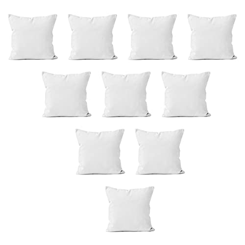 Cotton Canvas Throw Pillow Covers by Encasa Pack of 10 White 18"x18" No Insert with Hidden Zipper | Decorative Cushion Covers for Fall, Halloween, Thanksgiving, Christmas