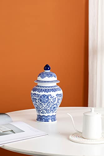 Frasco de gengibre azul e branco, potes decorativos de cerâmica chinoiserie para casa, escritório, v