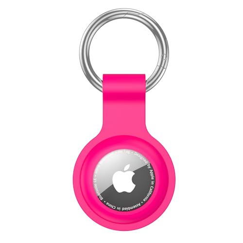 Coque silicone AirTag rose pour clés et bagages de voyage