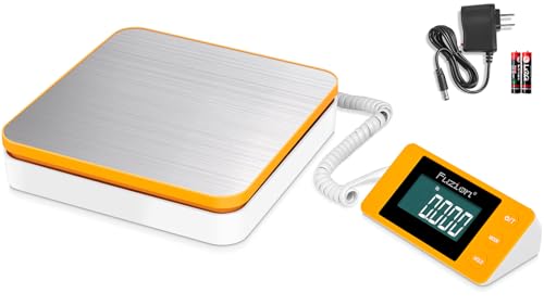 Fuzion Shipping Postal Scale - Package Scale 110LB x 0.1oz, Large LCD Display, 5 Units, Digital Scale for Packages, Postage - Dual Power Supply (Batteries & Adapter)
