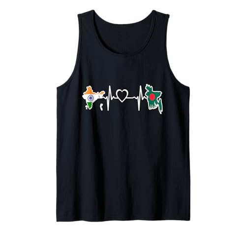 Bangladesh India Flag Bangladeshi Indian Heartbeat Tank Top