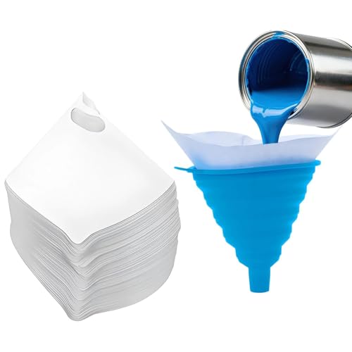 100 Stück Lacksiebe, Lackfilter, Farbfilter, Papier Siebe, Lackierpistolen Zubehör, Einweg Farbe Papier Siebe, mit Konischem Silikon-Trichterfilter,für Autolackierung, Kunstlackierung, Speiseölfilter