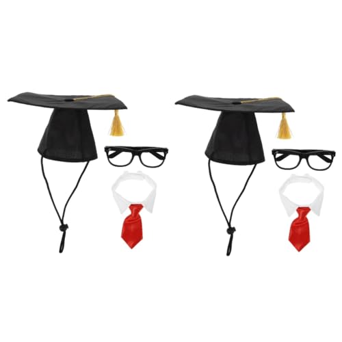 POPETPOP 2 sets disfraz graduación para perros y gatos miniatura 2