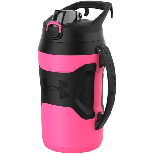 Image of Under Armour Insulated Water Bottle with Handle & Fence Hook, Half Gallon Sports Water Jug, Leak-Resistant & BPA-Free for Baseball, Football & Gym - Cerise, 64oz