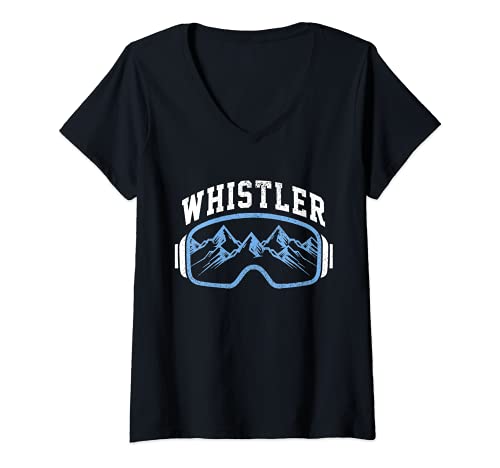 Womens Whistler Ski Snowboard Mountain Bike Goggles Souvenir V-Neck T-Shirt