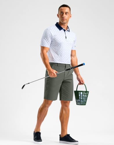 Soothfeel Men's Casual Shorts 5/7/9 Inch Golf Dress Shorts for Men Flat Front Work Lightweight Quick Dry with 4 Pockets Grey_Sage-L9_W28 — view 6