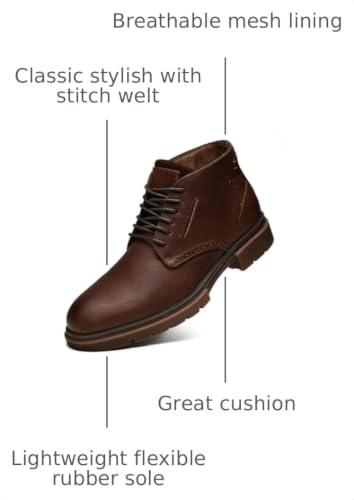 Image of Arkbird Men's Chukka Boots, Leather Ankle Dress Boot Casual Oxfords Lace Up Work Shoes